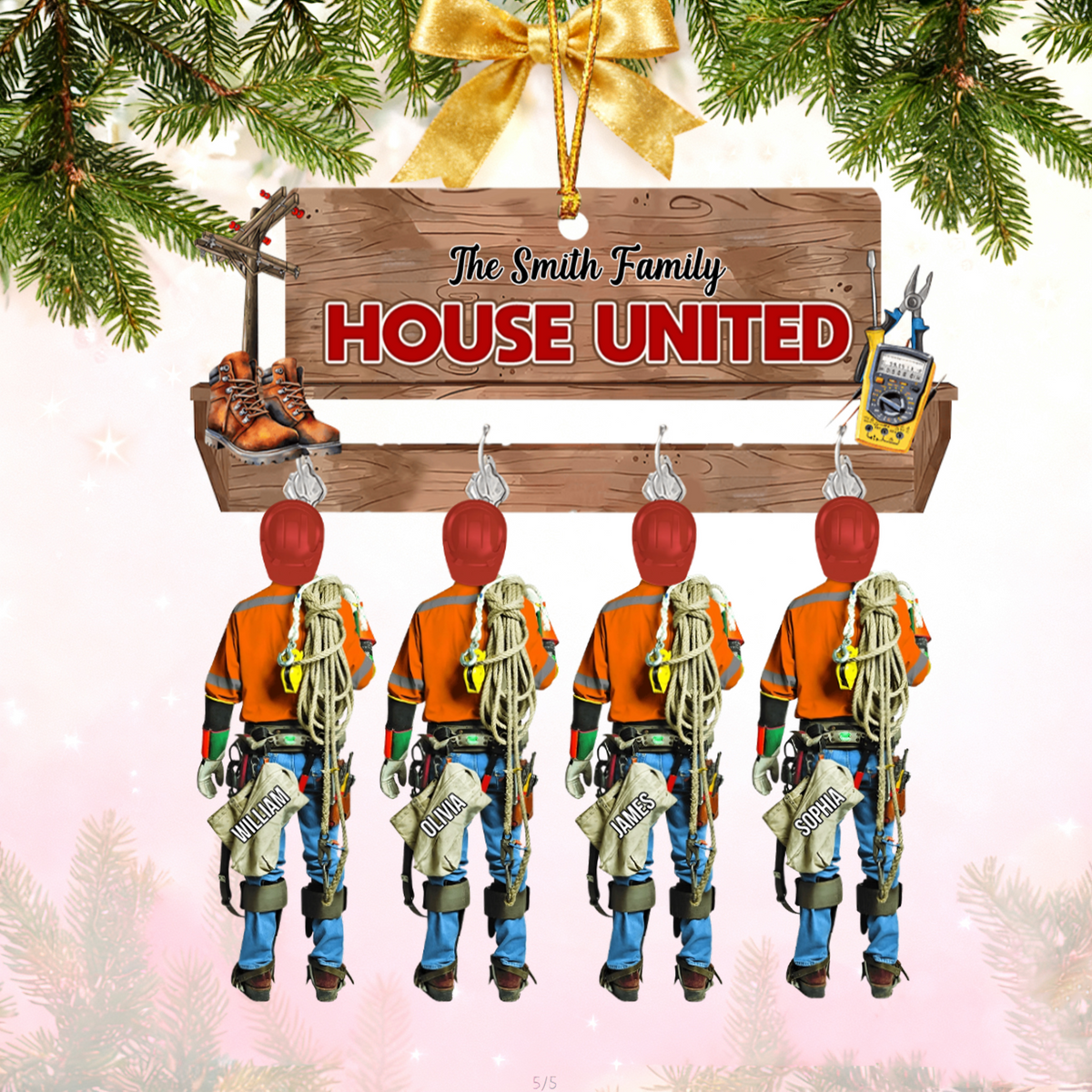 Personalized Gifts For Family Lineman Christmas Ornament