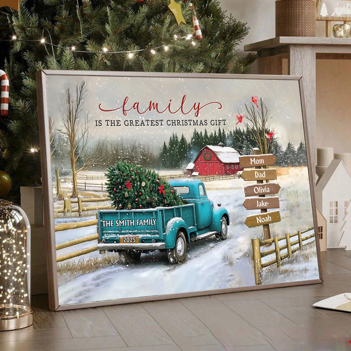 Family Farm - Personalized Family Christmas Truck Poster