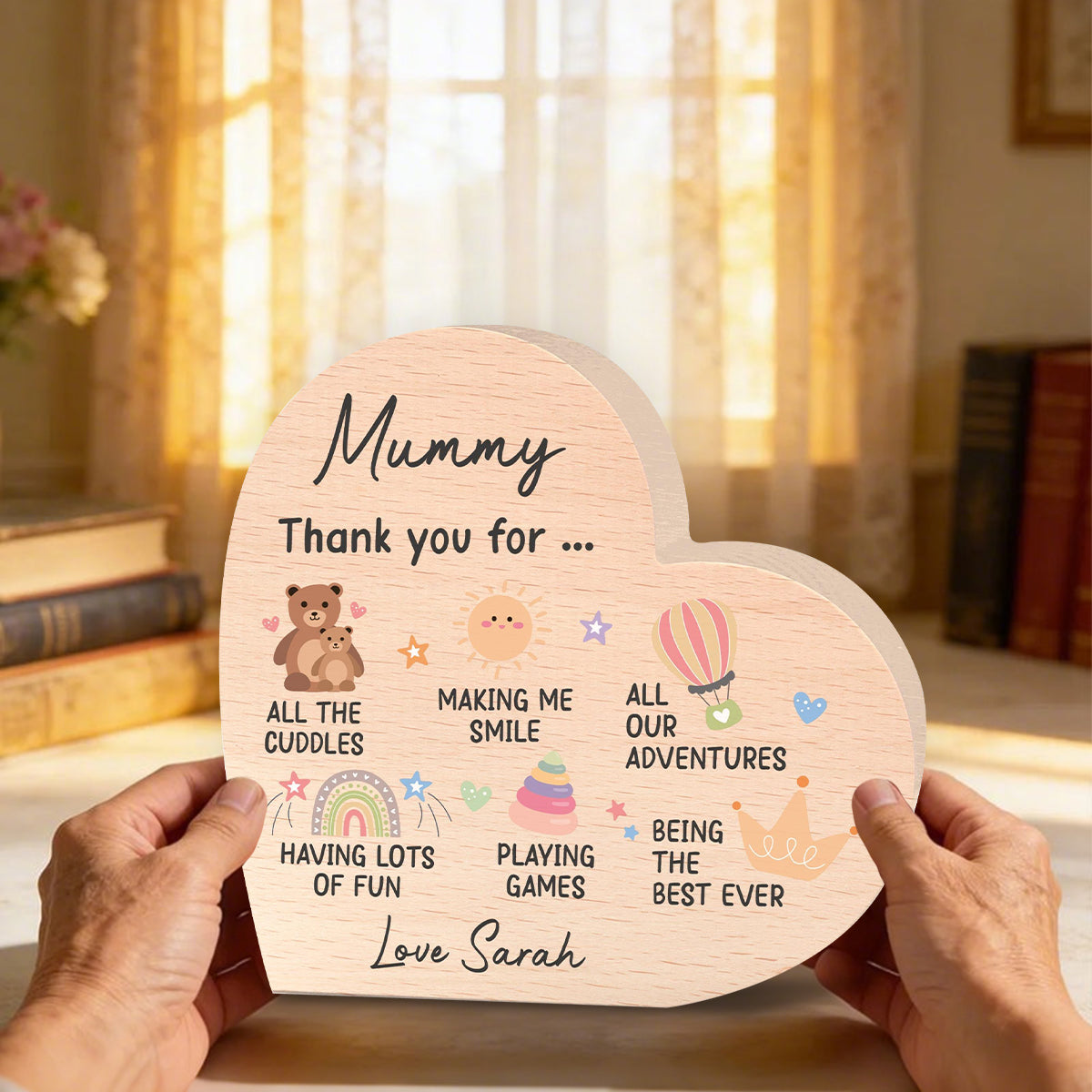 Mummy Gifts From Baby Son Daughter; Personalized Wood Heart Plaque