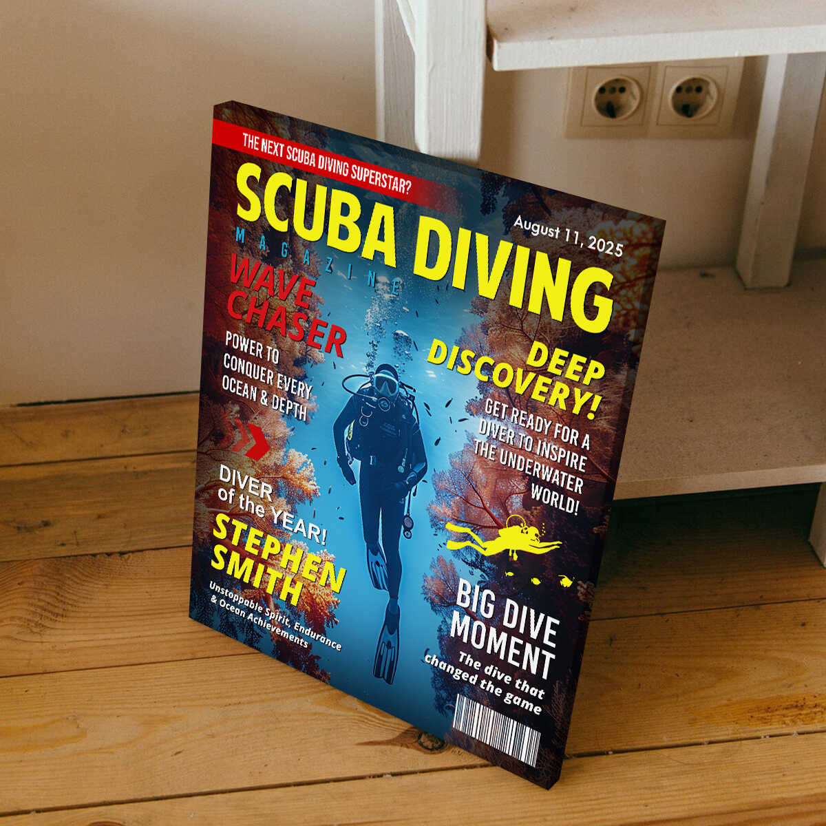 Personalized Scuba Diving Magazine Cover, Custom Scuba Diving Dad Gift, Scuba Diving Lover Gift