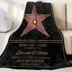 Mom Star Of Fame - Family Personalized Custom Blanket Gift for Mom