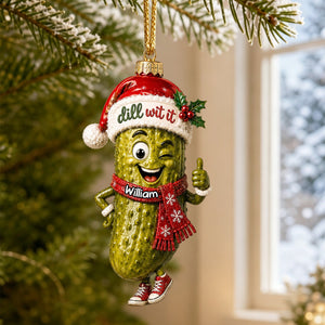 Dill With It - Personalized Pickle Santa Christmas Ornament