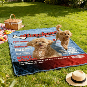 Pet  Magazine Cover Blanket, Custom Pet Portrait Photo Blanket, Personalized Dog Lover Gift