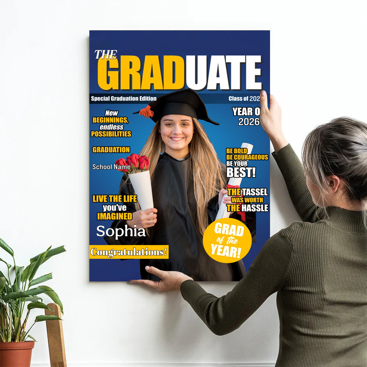 Personalized Class Of 2026 Magazine Custom Photo & Name Poster Canva