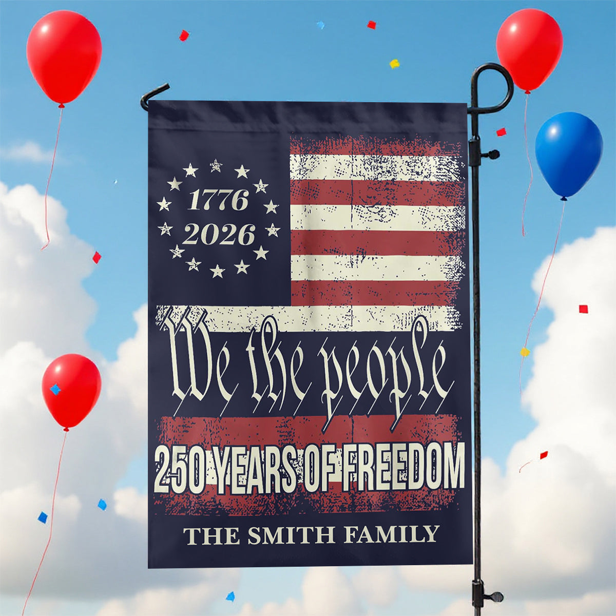 Personalized 250 Years Of Freedom Garden Flag America 250th Anniversary