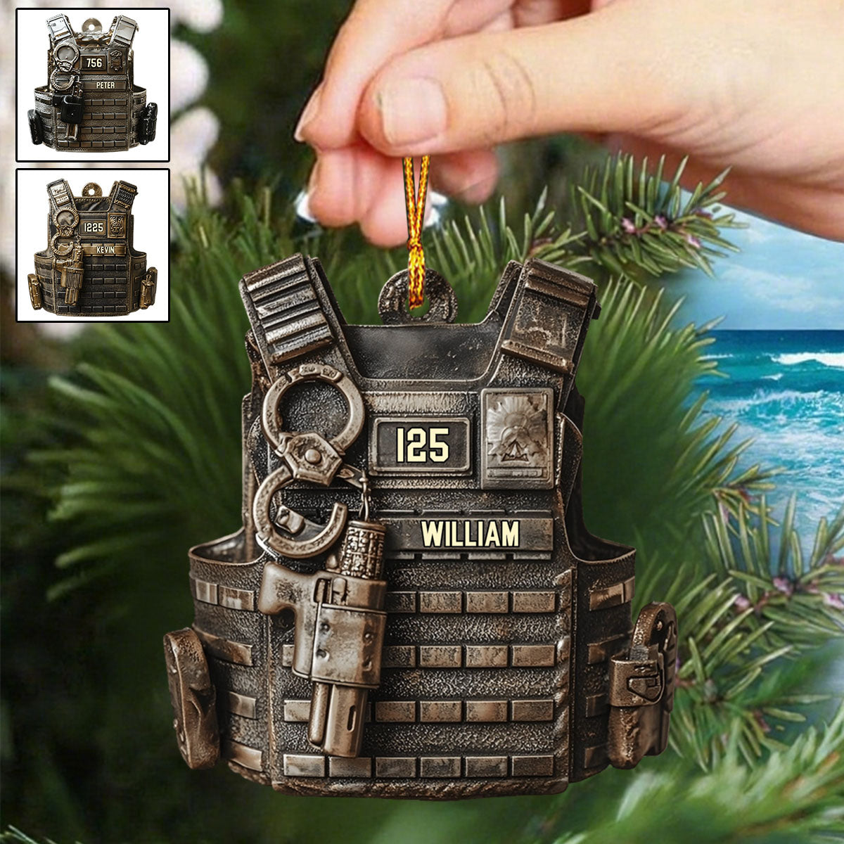Serve & Protect - Personalized Ornament Christmas Gift for Police