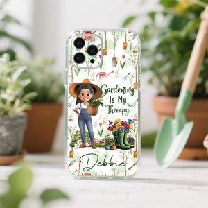 Gardening Is My Therapy - Personalized Clear Phone Case