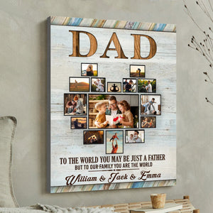 Custom Photo Collage Dad Grandpa Heart Shaped Canvas Poster Personalized Gift for Father’s Day