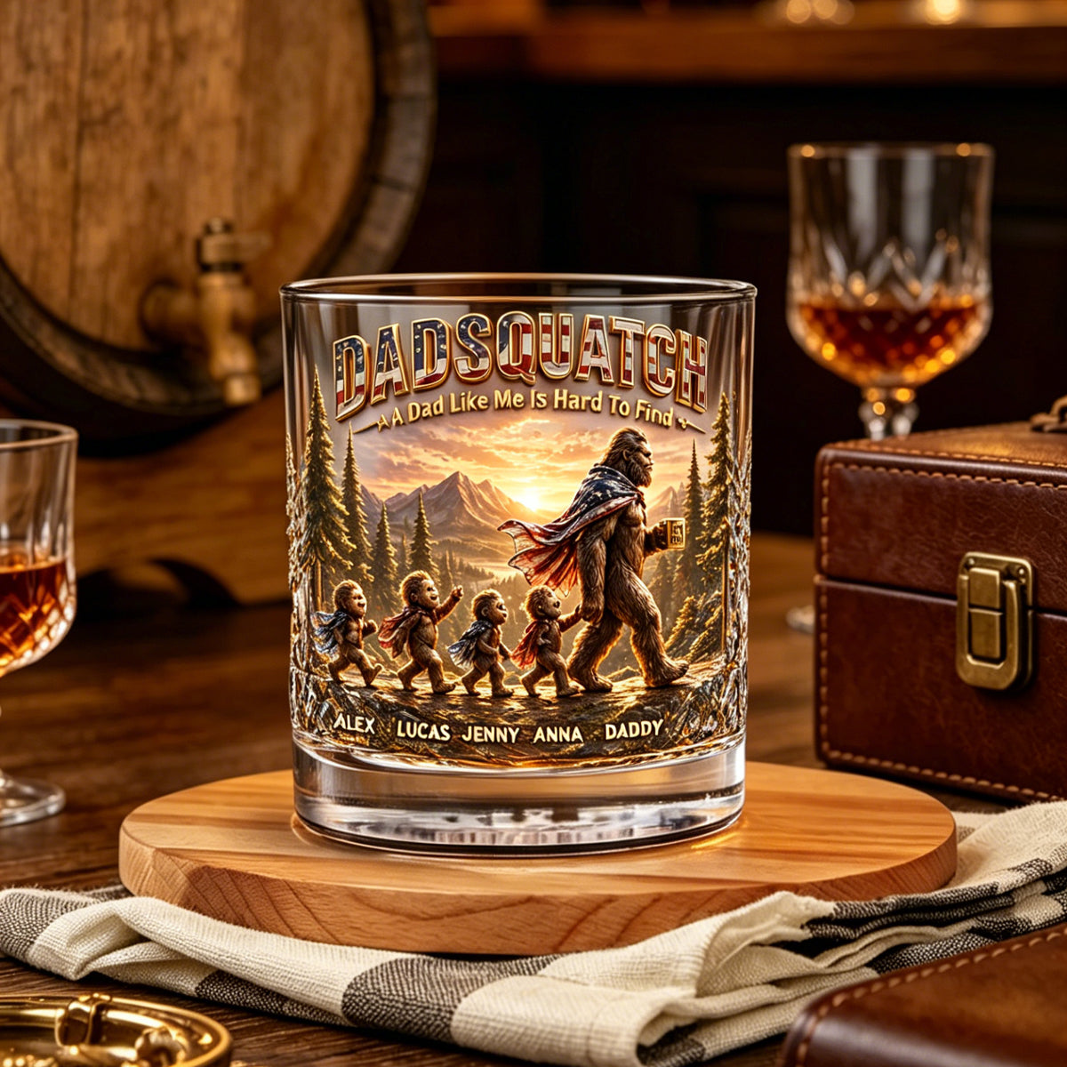 Wild Dad & Little Ones Whiskey Glass - Personalized Gifts For Dads