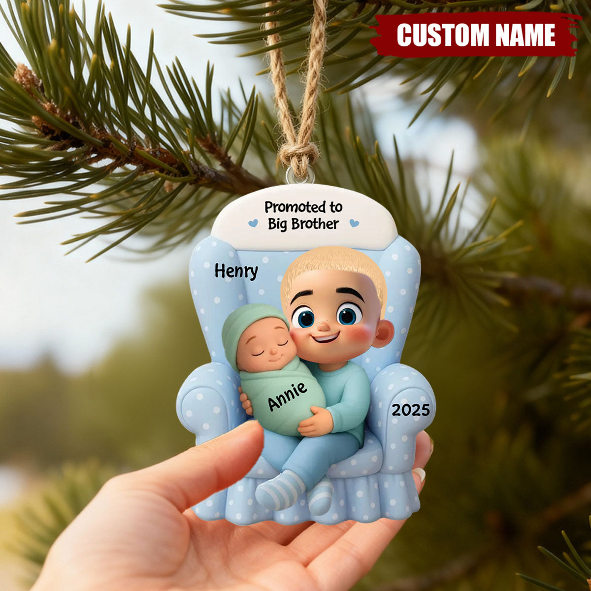 Big Brother, Big Sister And Baby Personalized Christmas Ornament, Baby Announcement Gift