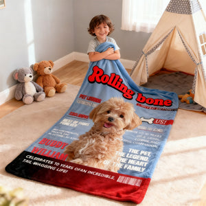 Pet  Magazine Cover Blanket, Custom Pet Portrait Photo Blanket, Personalized Dog Lover Gift