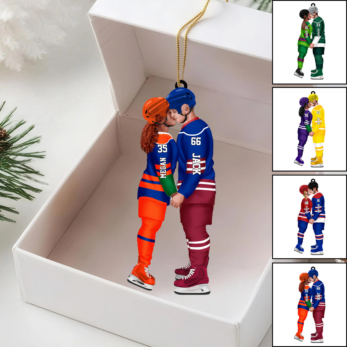 Personalized Acrylic Custom Shape Ornament-Couple Gift-Ice Hockey Couple Acrylic Ornament