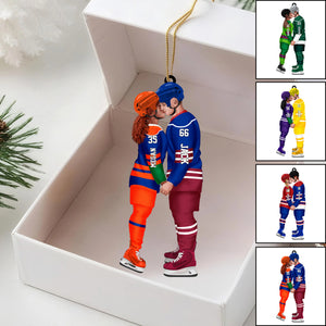 Personalized Acrylic Custom Shape Ornament-Couple Gift-Ice Hockey Couple Acrylic Ornament