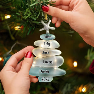 Beach Stones Family Christmas Tree - Personalized Ornament