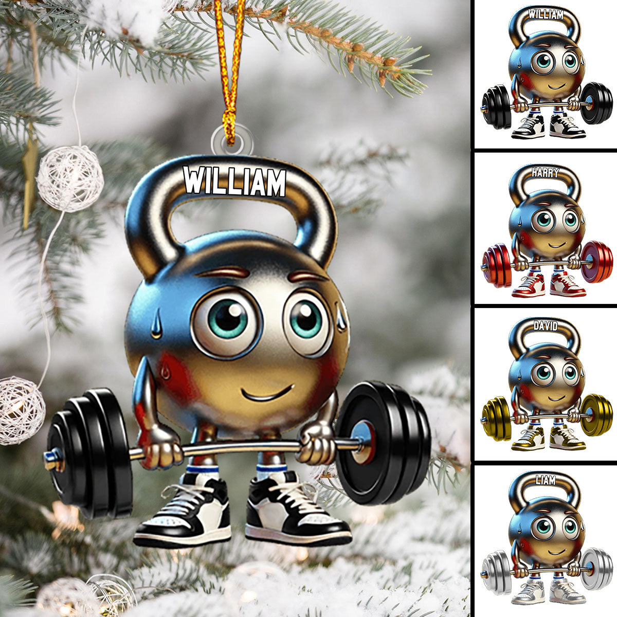 Gym Work Out Christmas Gift - Personalized Name Gym Ornament