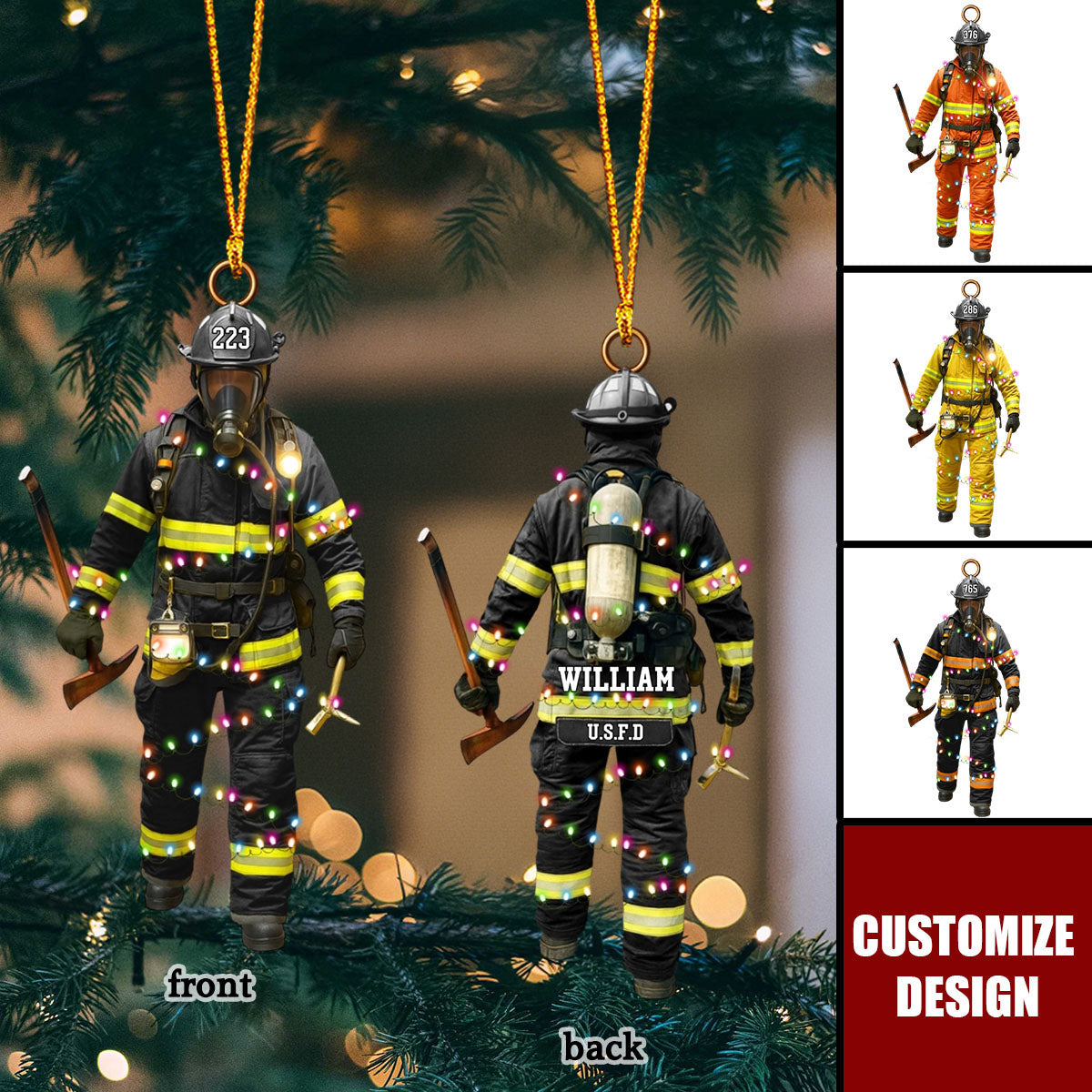 Firefighter Outfits Ornament - Personalized Gifts For Fireman