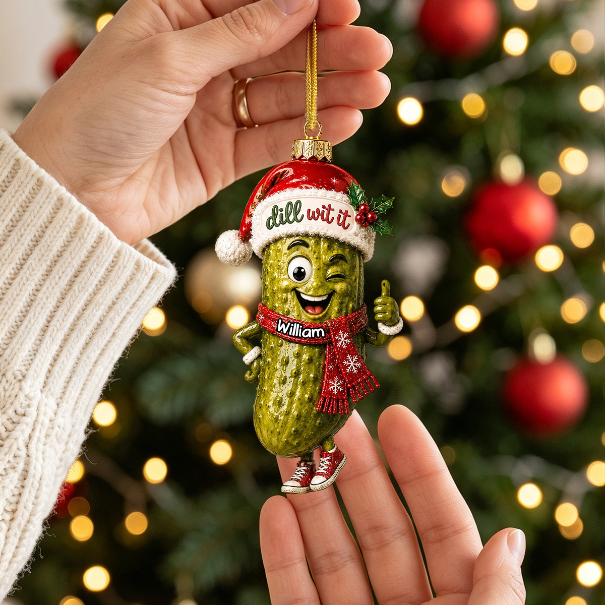 Dill With It - Personalized Pickle Santa Christmas Ornament