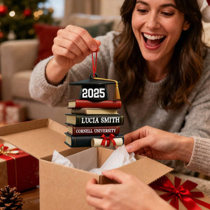 Celebrating Academic Excellence Books And Diploma Personalized Acrylic Ornament