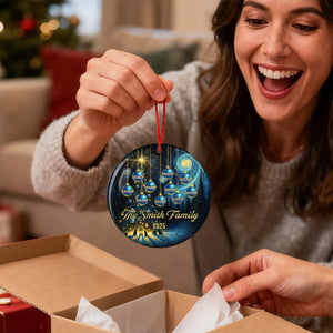 Fantasy Christmas Family Together 2025 - Personalized Ceramic Ornament