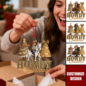 Western Vibe Howdy Christmas Girl & Horse - Personalized Acrylic Ornament