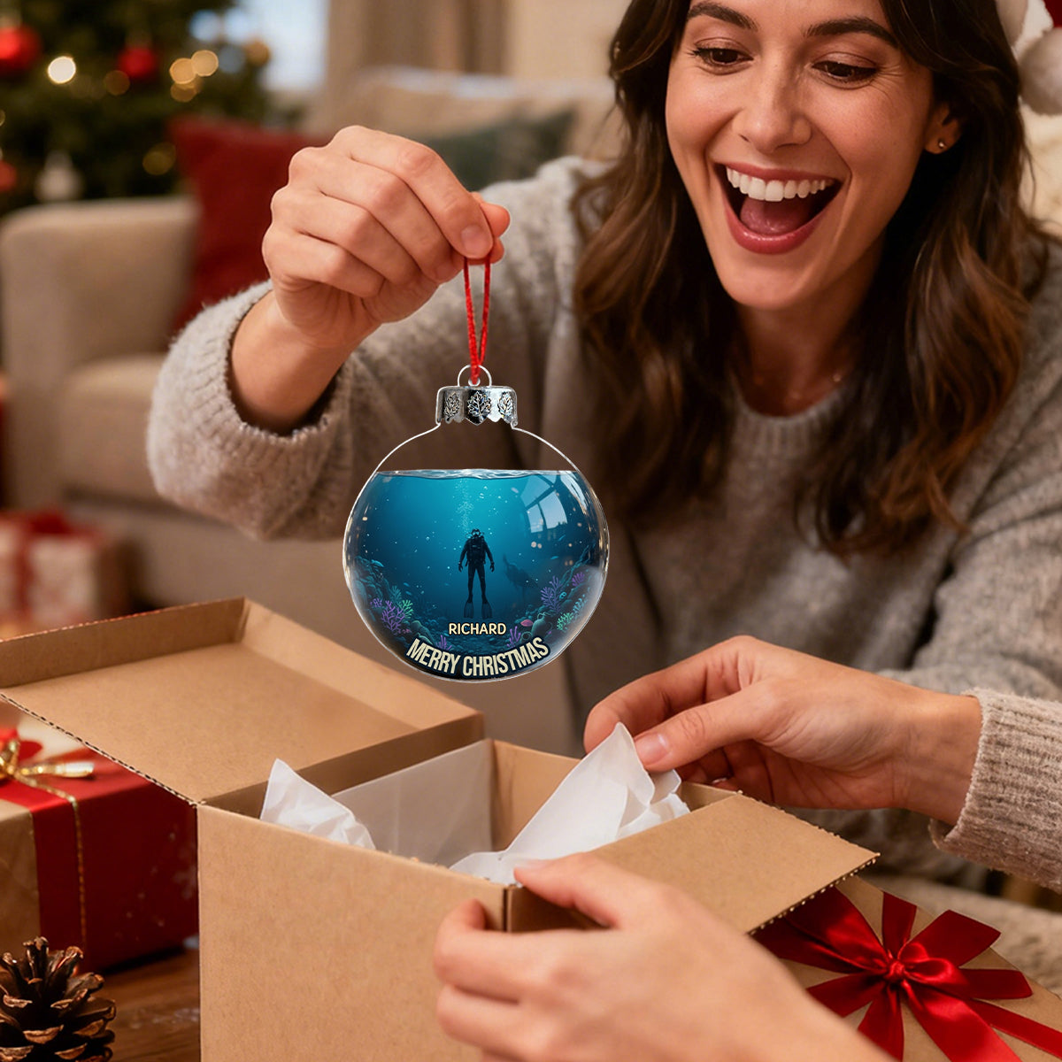 Diving Home For Christmas Personalized Scuba Diving Ornament