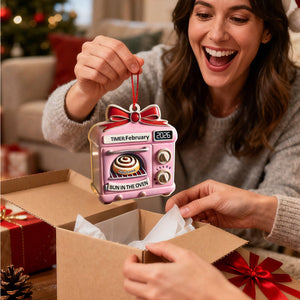 Christmas Expecting Baby Bun In Oven - Personalized Acrylic Ornament, Mom To Be Ornament, New Baby Gift