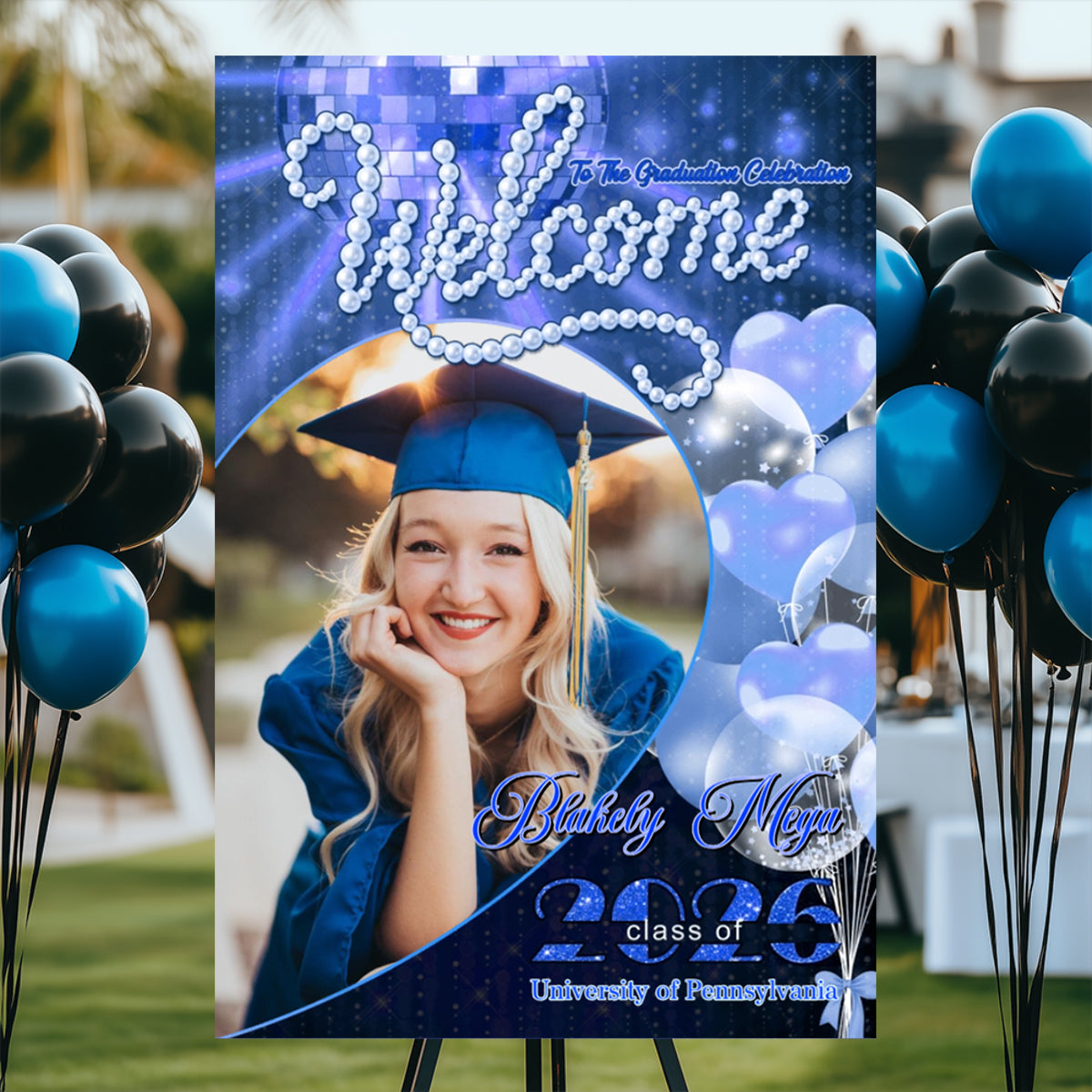 Welcome To Graduation Celebration Pearl Style Custom Party Welcome Sign - Personalized Graduation Canvas