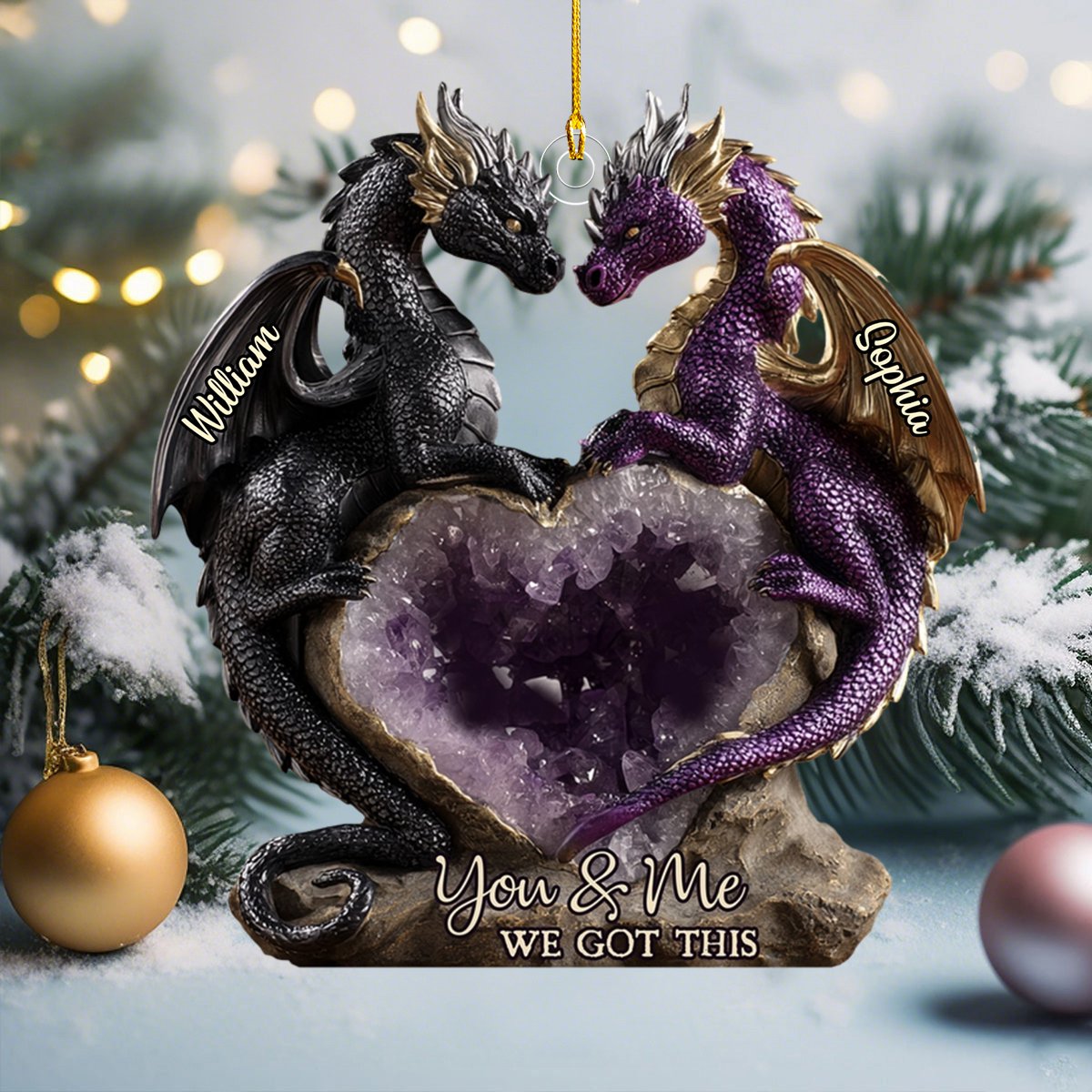 You & Me We Got This - Personalized Dragon Custom Shaped Acrylic Ornament