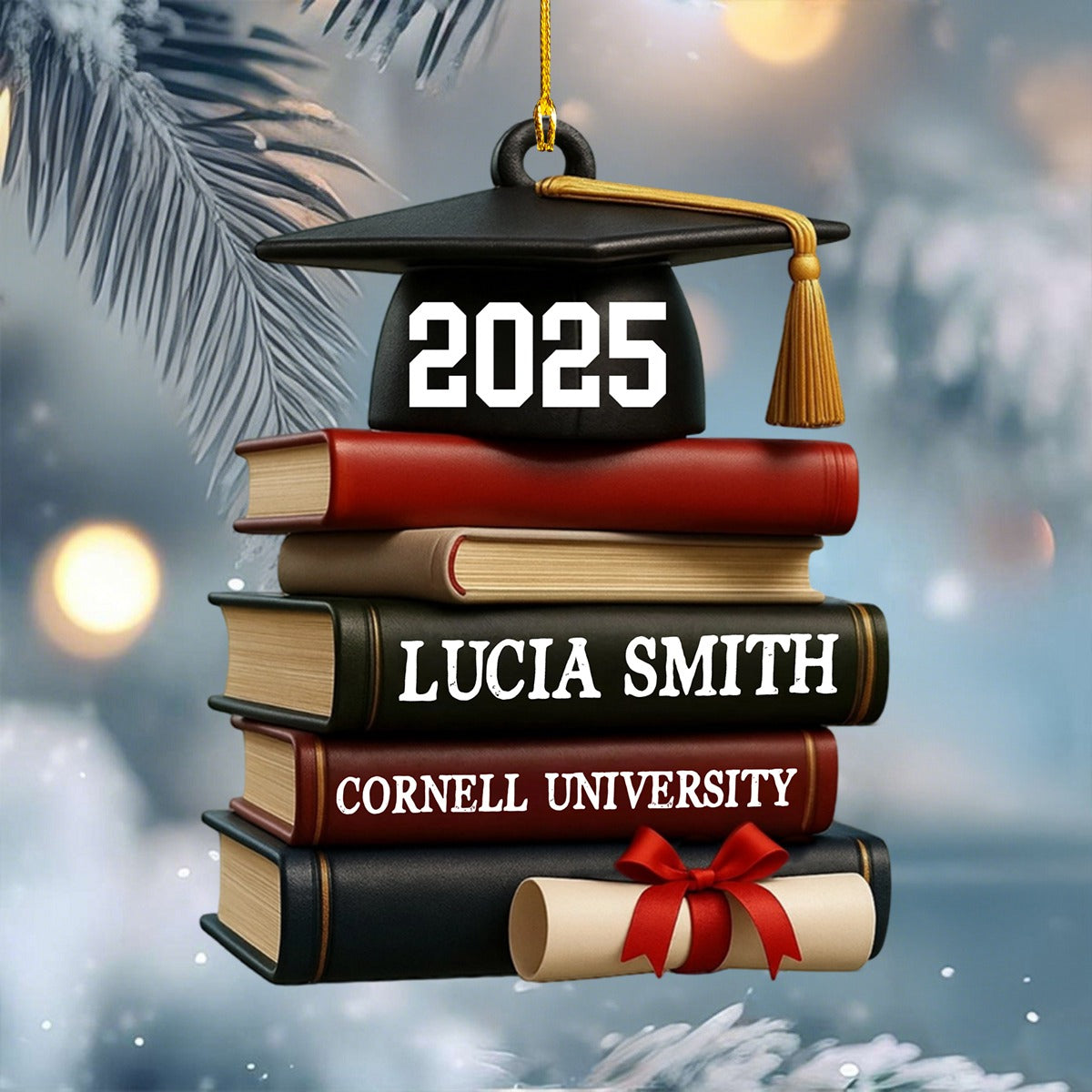 Celebrating Academic Excellence Books And Diploma Personalized Acrylic Ornament