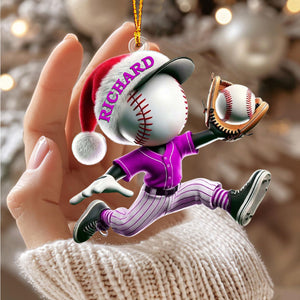 Baseball Catcher Christmas Ornament, Personalized Acrylic Ornament for Baseball Lover