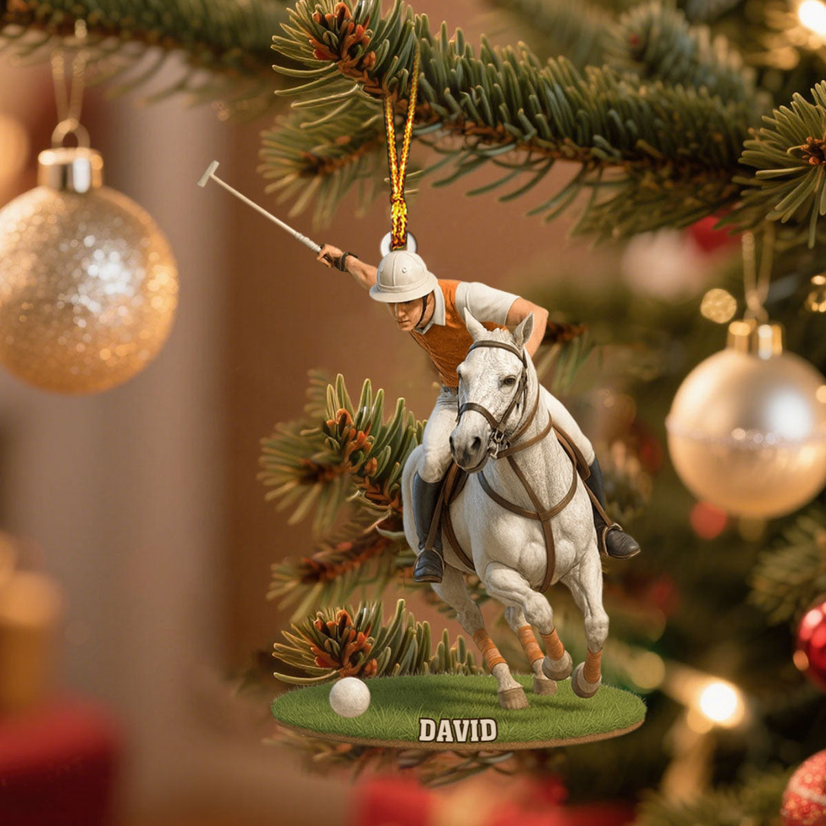 Polo Player On Horse Personalized Ornament,Christmas Gift
