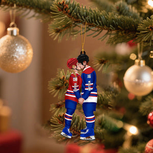 Personalized Acrylic Custom Shape Ornament-Couple Gift-Ice Hockey Couple Acrylic Ornament