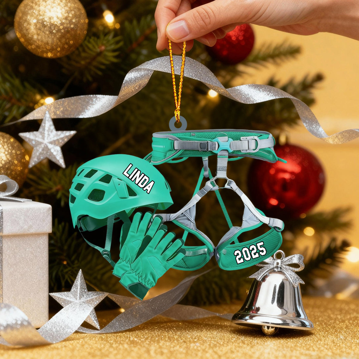 Rock Climbing Equipment Personalized Christmas Ornament, Gift for Rock Climbing Enthusiast