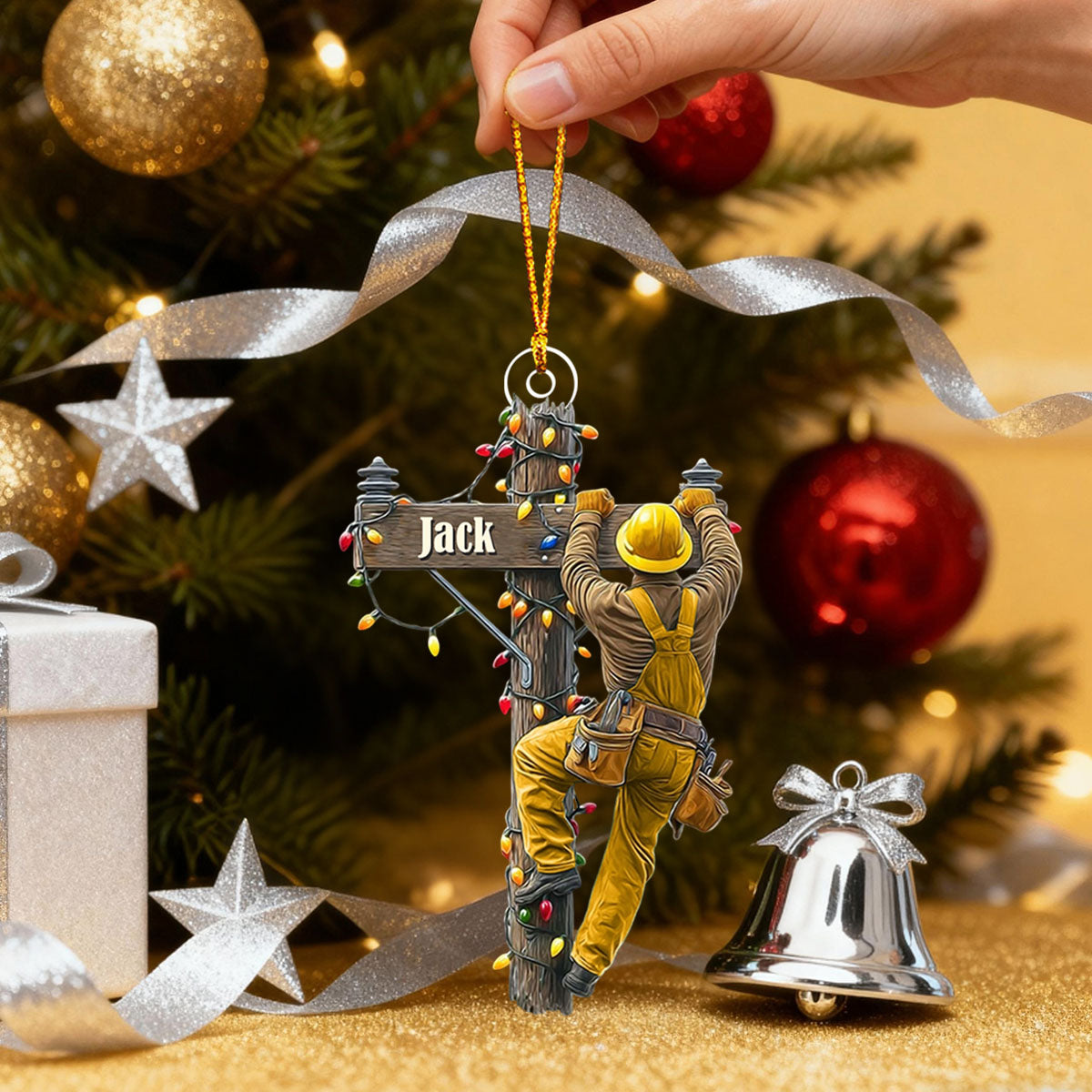 Lineman Outfit - Keeping the Lights On Personalized Christmas Ornament