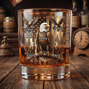 Gift For Dad – Personalized "Proud Eagle Dad" Round Glass