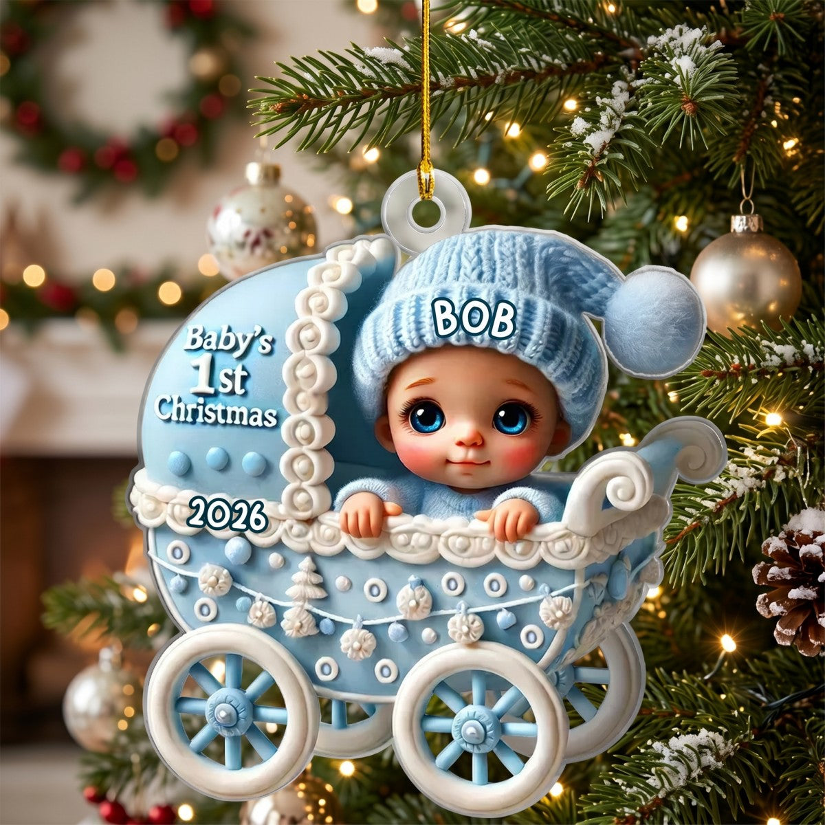 Baby In Carriage – Baby's 1st Christmas Personalized Ornament