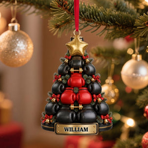 Weight Plate, Kettlebell, Dumbbell Kettlebell Personalized Fitness Gym Christmas Ornament