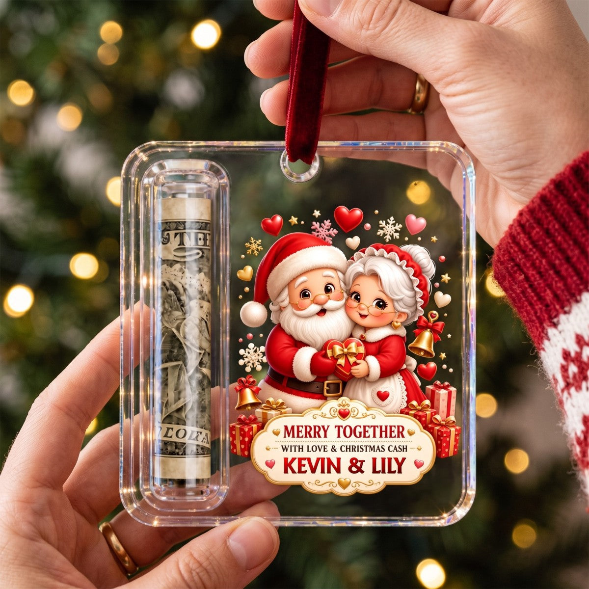 Couple Gift Personalized Christmas Cash Holder Acrylic Ornament