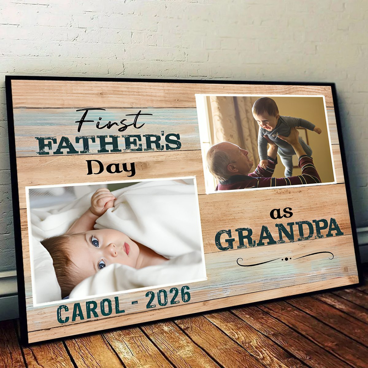 Personalized "1st Time Grandpa" Canvas – Father's Day Gift For New Grandpa