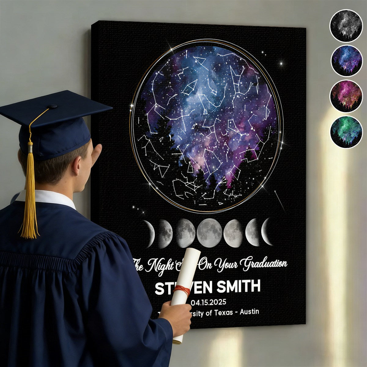 Personalized Custom Night Sky Graduation Gift Star Map Canvas Poster