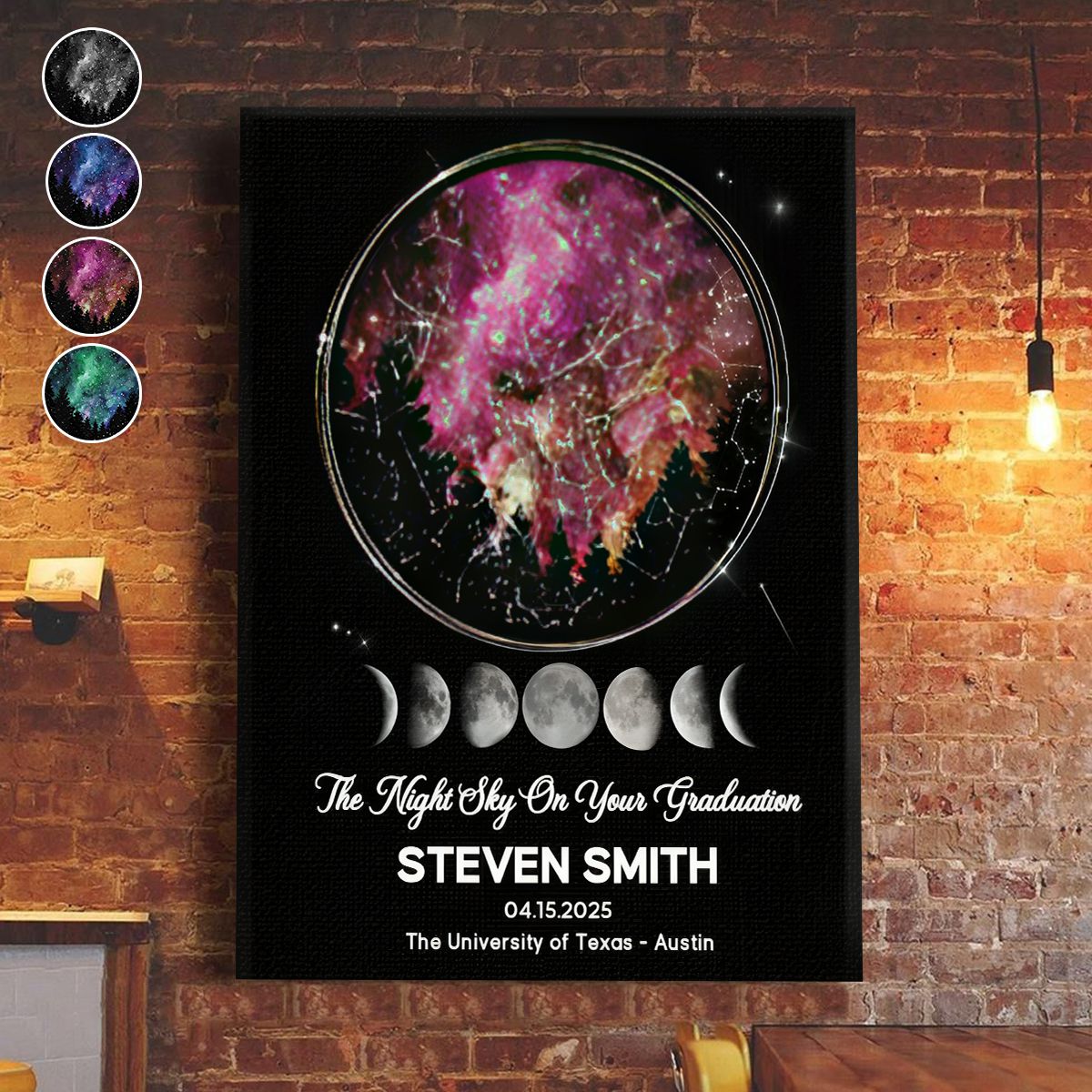 Personalized Custom Night Sky Graduation Gift Star Map Canvas Poster