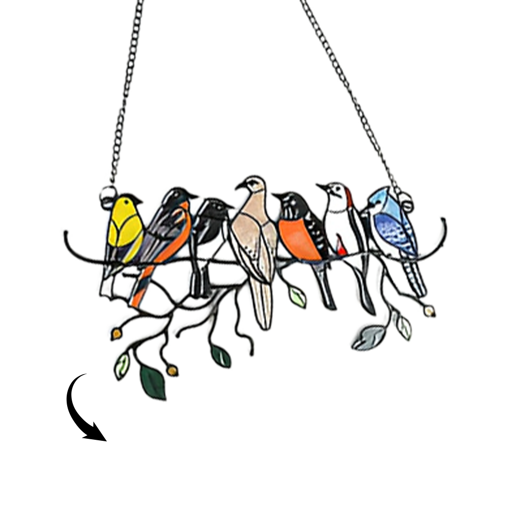 Personalized Family Photo Birds Colorful Window Pendant