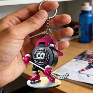 Personalized Ice Hockey Name Keychain For Hockey Fans, Ice Hockey Lover