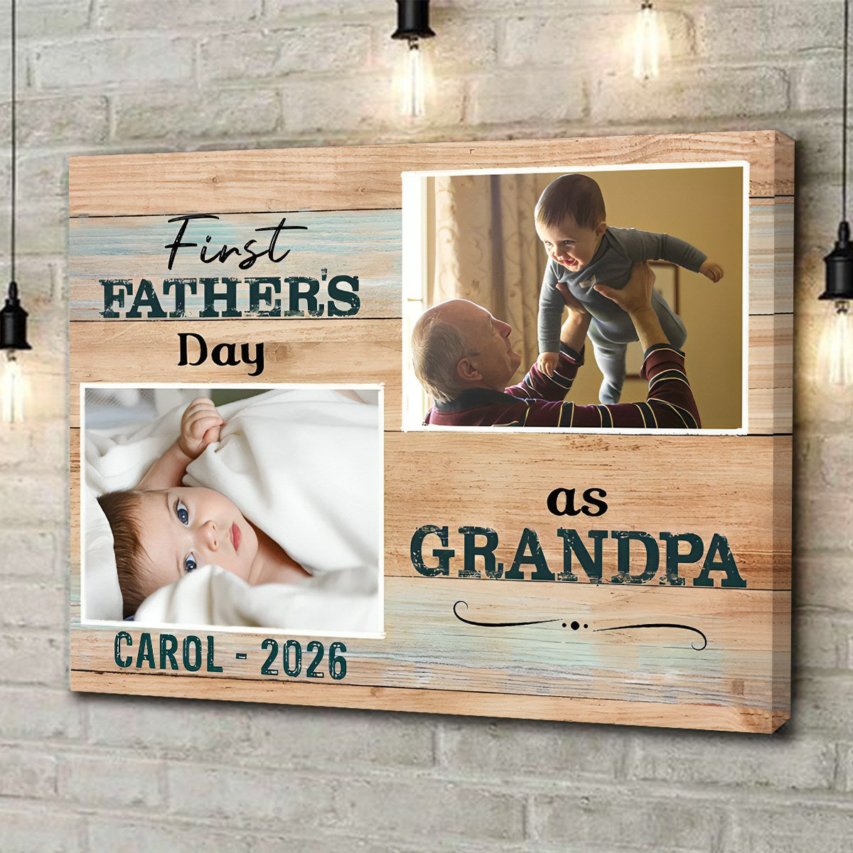 Personalized "1st Time Grandpa" Canvas – Father's Day Gift For New Grandpa