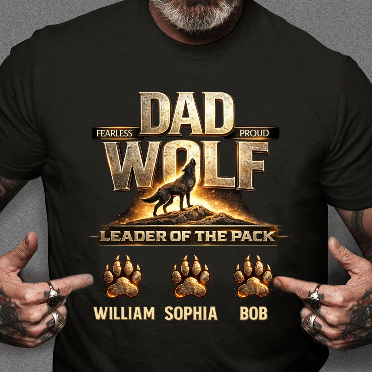 Papa Wolf T-shirt Personalized Gift for Father's Day