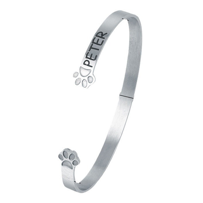 Personalized Pet Name Paw Bracelet - Sympathy Gift For Pet lover