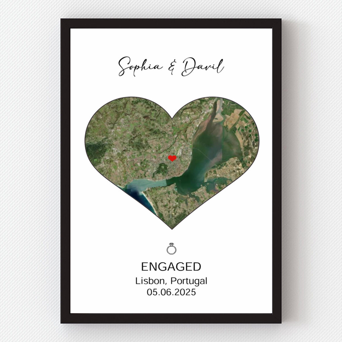 Engagement Gift, Couple Personalized Map Print