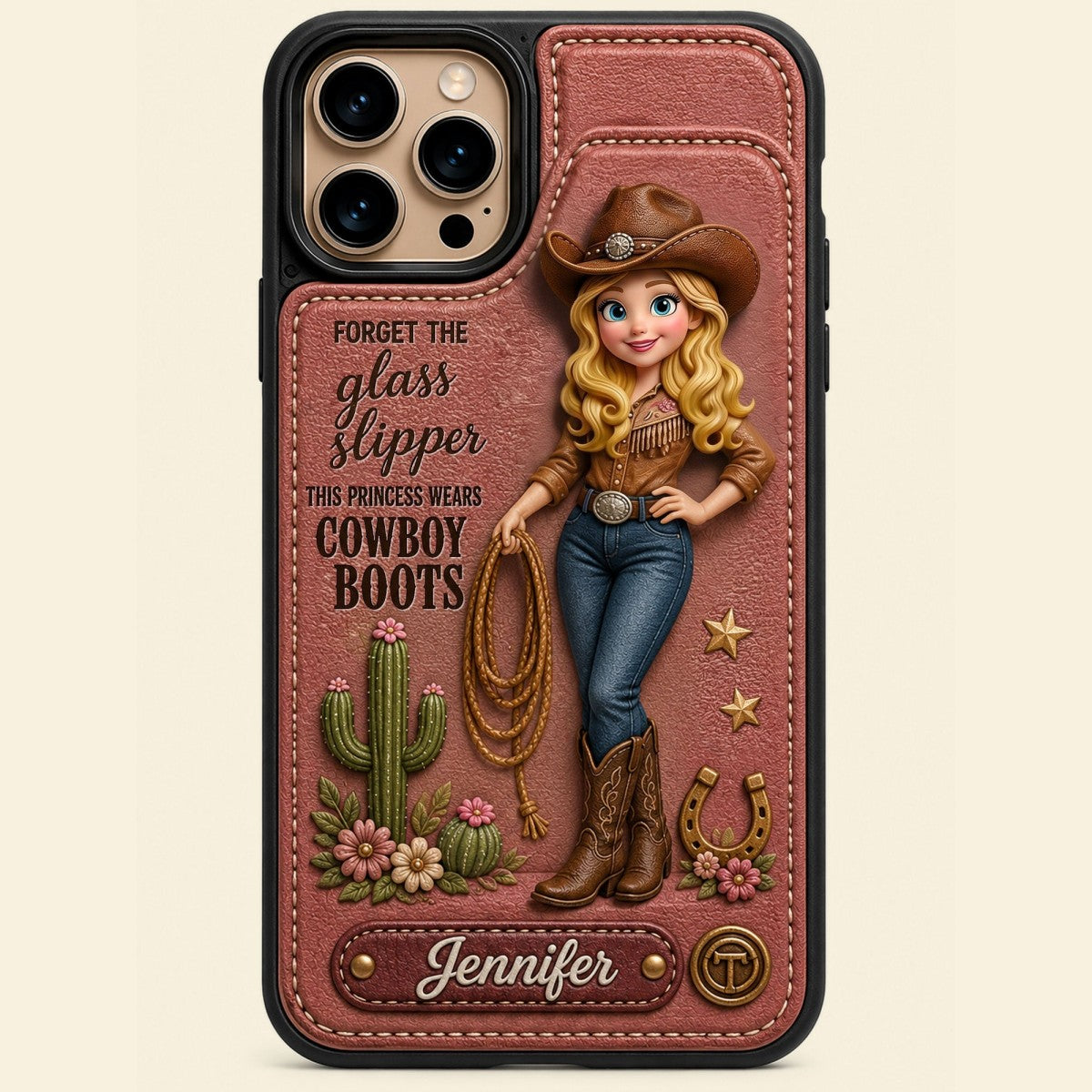 Personalized Cowgirl Leather Flip Wallet Phone Case – Gift For Cowgirls