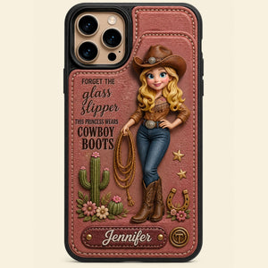 Personalized Cowgirl Leather Flip Wallet Phone Case – Gift For Cowgirls
