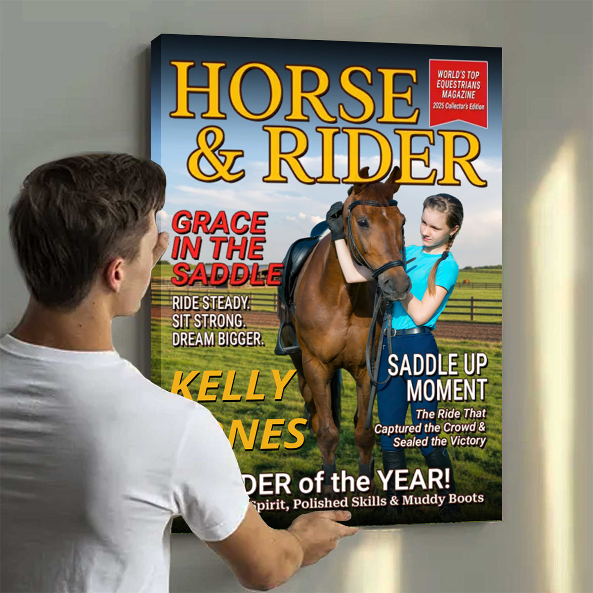 Born To Ride Custom Photo HORSE & RIDER Magazine Cover Personalized Gift for Horse Lovers